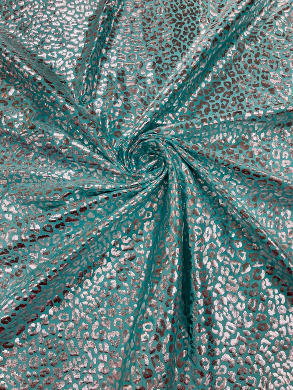 1 Yard Foil Leopard Print Spandex Fabric Reflective Milliskin Stretch Nylon Blend 58-60 inches width